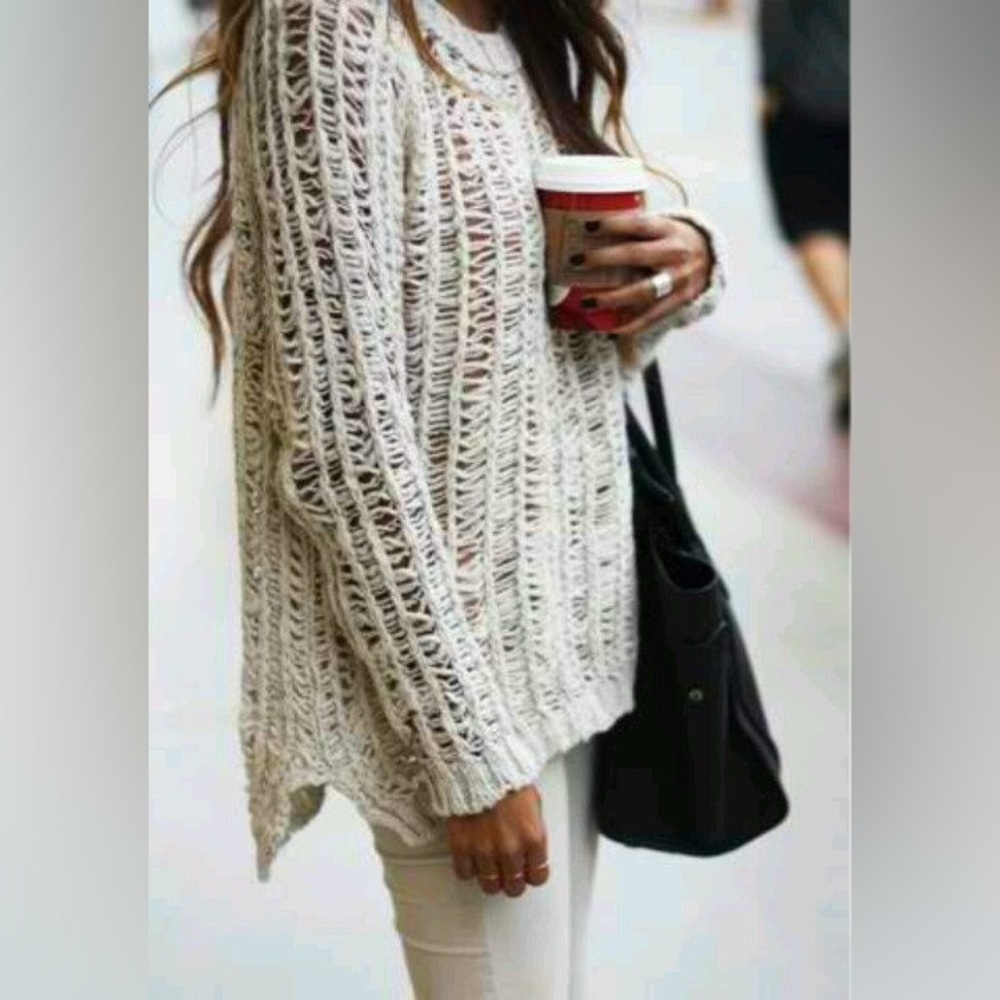 H&M Open Weave Beige Sweater